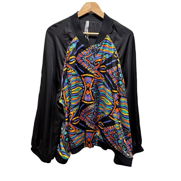 Melissa McCarthy Seven7 Reversible Colorful Abstract Bomber Jacket  Size 4x - Picture 4 of 14